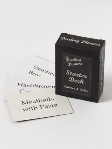 Starter Deck by Dealing Dinners featuring entree and side cards laid out